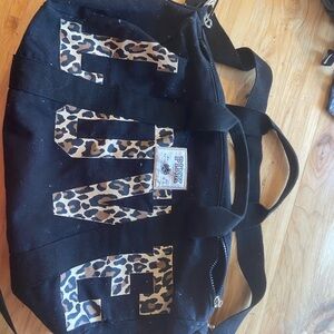 Victoria's Secret Black and Leopard Print Travel Bag